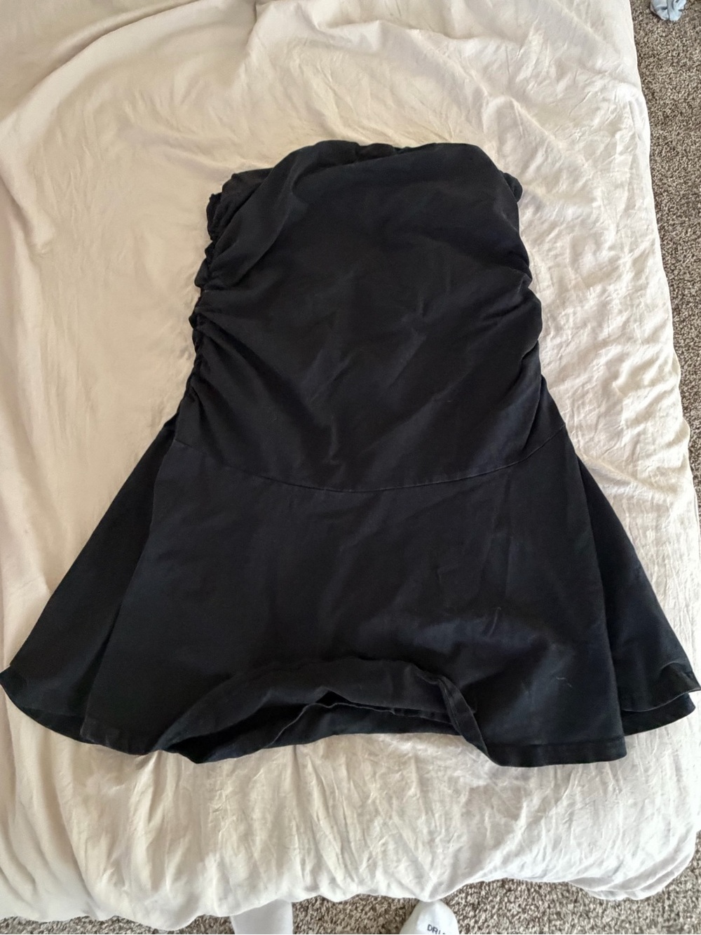 aerie Strapless Black Flared Dress